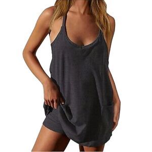 Active Workout Dress Women's Small Dark Gray Pockets Romper.